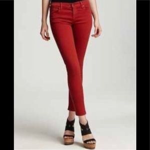 Citizens for Humanity Thompson Medium Rise Cropped Skinny Jeans - Red - Size 25